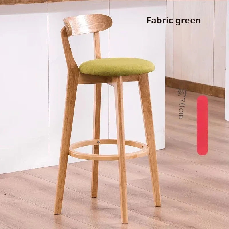 No-EN-Name-Null Modern Upholstered Padded Hard Solid Wood Low Full Curved Backrest Soft Fabric Round Seat Cushion Bar Stools/Colors-Green/Brown/Beige/Gray/Black