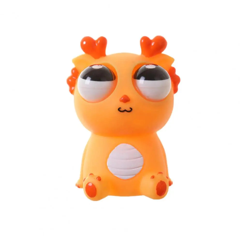 Soft Plastic Squeezable Funny Bulging Eyeball Cartoon Baby Dragon Figures Pinchable Anxiety-Stress Relief Toys/ Ages: 3-18 Years Old Adults/Multicolor/Black/Green/Blue/Red/Yellow/Dots/Animal