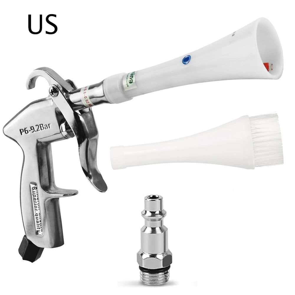 XMSJ Pneumatic Power Silver Aluminum Alloy Handle White Plastic Nozzles-Brushes Copper Air Blow Car High Pressure Wash Guns/Colors-White/Silver/Gray/Multicolor