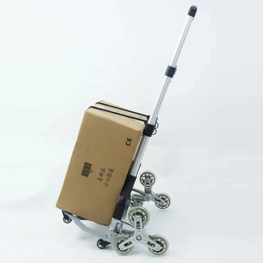 No-EN-Name-Null Outdoor Lightweight Rust-Proof Silver Aluminum-Gray-Black Plastic Three-Wheels-4 Extra Plastic Wheels 4X Bearing Drive Foldable Hand Truck Dollies/ Integrated Diecast Support /3 Sizes: 67cm/86cm/ 106cm/ Weight Capacity: 150 lbs
