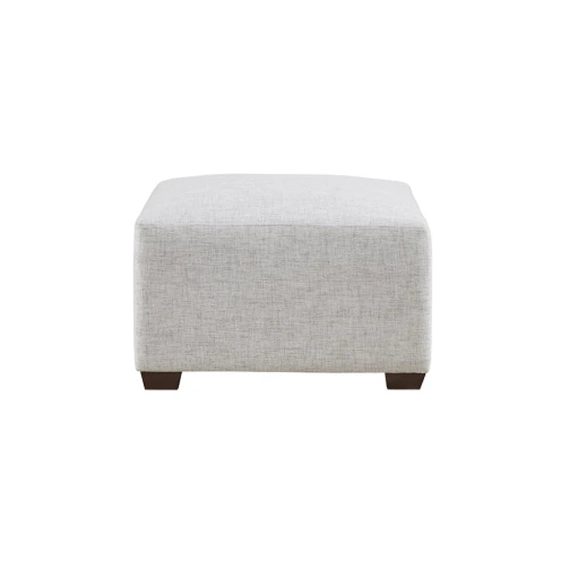 No-EN-Name-Null  Modern Medium Firmness Square Shaped Upholstered Padded Soft Woven Polyester White Ivory-Beige Fabric Cushions Espresso Dark Solid Wood Block Feet OTTOMANS /300 LBS Weight Capacity
