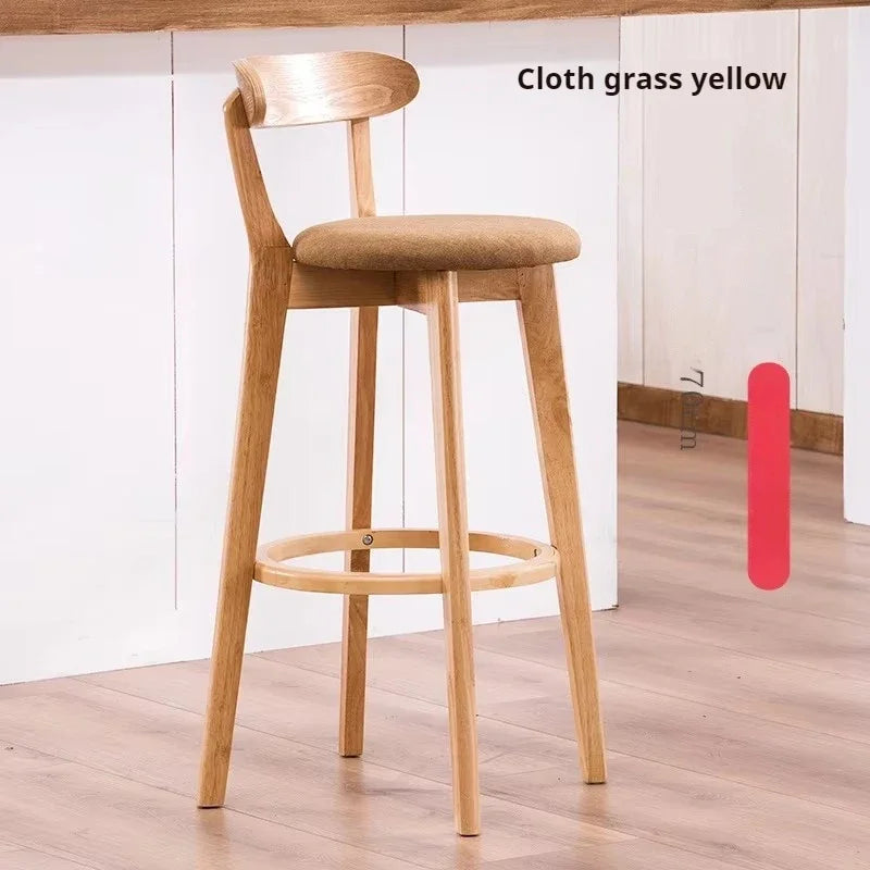 No-EN-Name-Null Modern Upholstered Padded Hard Solid Wood Low Full Curved Backrest Soft Fabric Round Seat Cushion Bar Stools/Colors-Green/Brown/Beige/Gray/Black