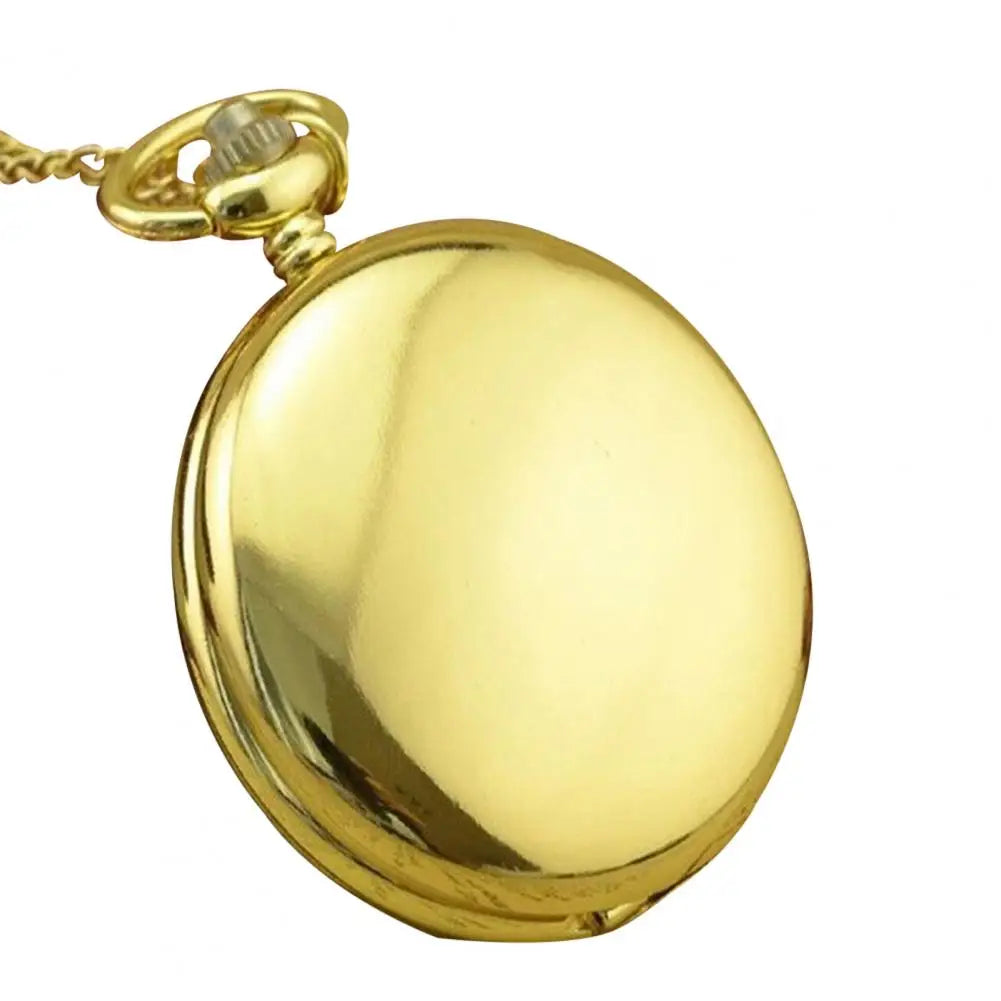 SANWOOD Adults Vintage Quartz Movement Analog Display Plastic Window Black-Silver-Gold Round Shaped Case Flip-Out Metal Chain-Pocket Watches/Colors-Black/Gold/Silver