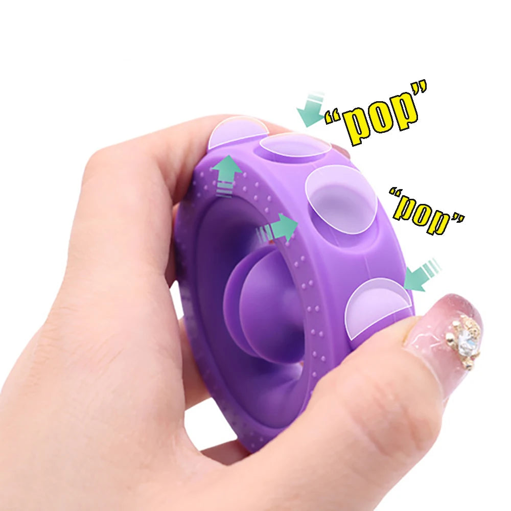 MEADE Waterproof Soft Silicone Multicolor Round Tractor Wheels Shaped Popping Squeezing Stress-Anxiety Reliever Hand Gripper Suction Cups Activity Toys/Colors-Green/Purple/Red/Blue/Orange/Multicolor/Ages: 13-18 Years Old-Adults