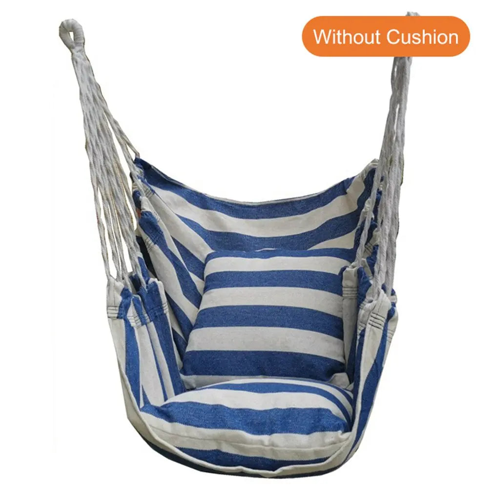 No-EN-Name-Null Outdoor-Indoor One Person Striped Black-Gray Canvas Fabric Hanging Swinging Hammock Chairs