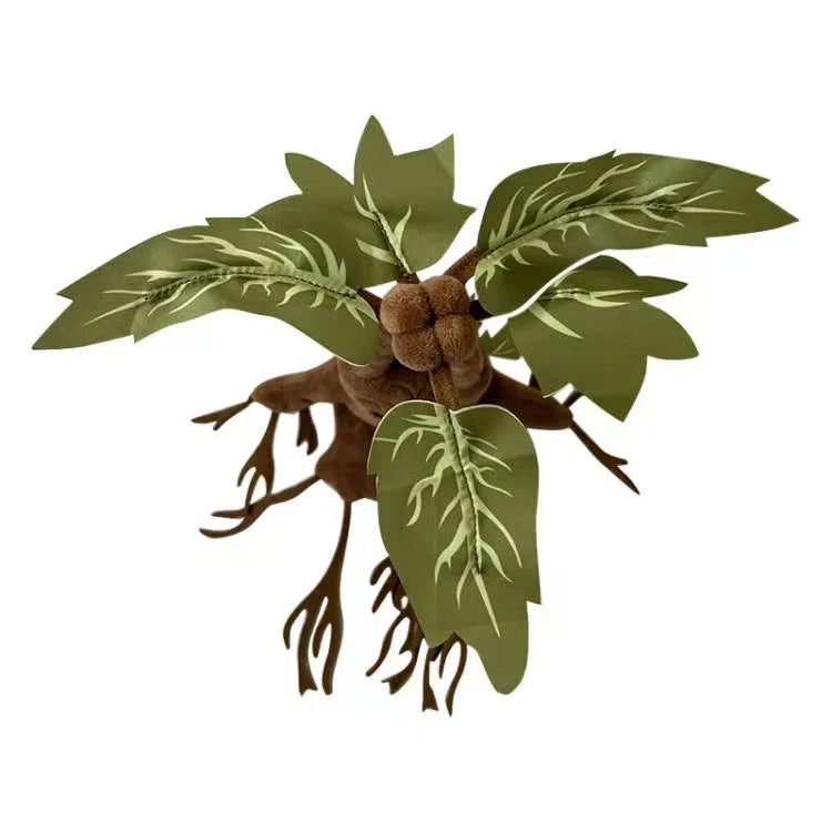 No-EN-Name-Null Teens-Adults Movie-TV Cute Anime Cartoon Brown Mandrake Root Green Leaves Shaped Soft Plush Stuffed Animal Toys/Ages: 14-18 Years Old/Colors-Brown/Green