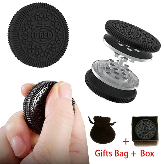 Adults Round Oreo Cookie Shape Metal Magnetic Coin Fidget Spinner POP Fingertip Anxiety-Stress Twisting Toys/Ages: 18 + Years Older/Colors-Black/Bronze/Silver/Geometric