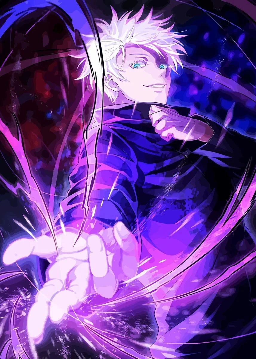 NULL Unframed Canvas Medium Watercolor Japanese Anime Jujutsu Kaisen Prints /Colors-Blue/Black/Multicolor/Purple/White/Red