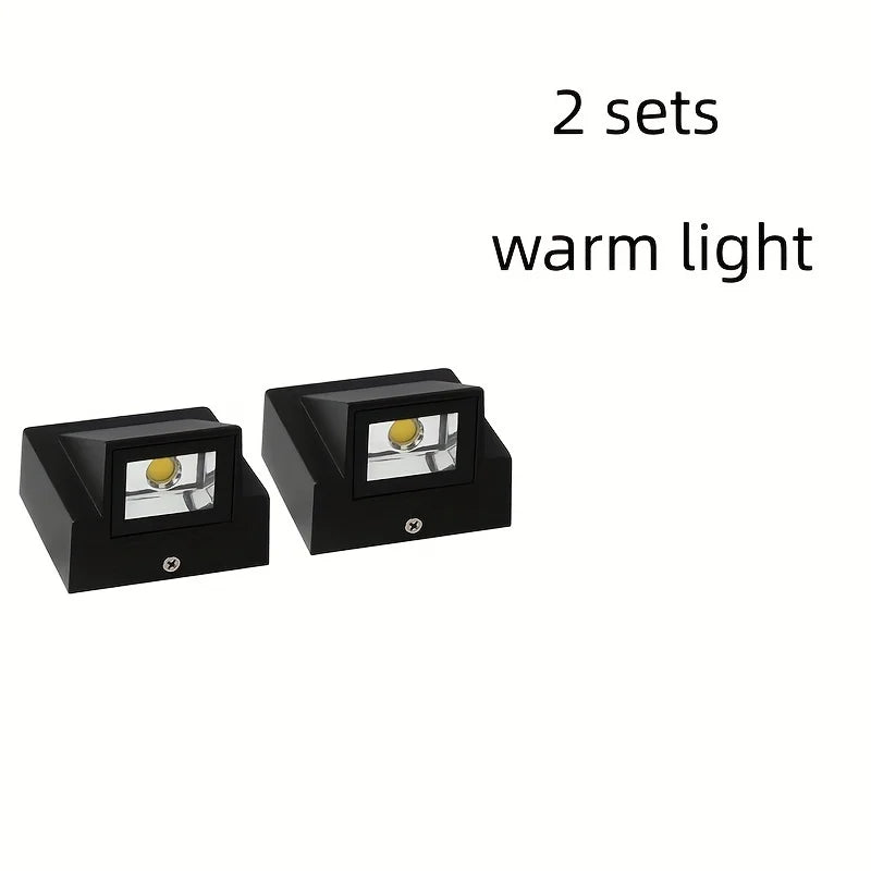 SUNMEIYI Waterproof Black Square Shaped Iron Finish Aluminum Metal Body Warm White LED AC-Powered Downward Wall Light Fixtures /Bulbs Included