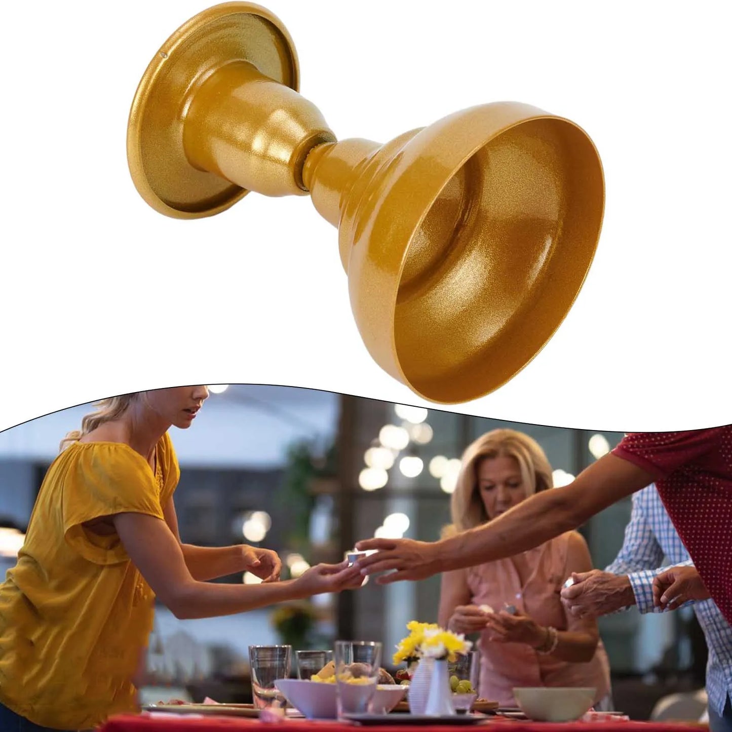 No-EN-Name-Null Vintage Retro Unbreakable Rust-Less Gold-Black Round Shaped Metal Weighted Plate Candlestick Holders