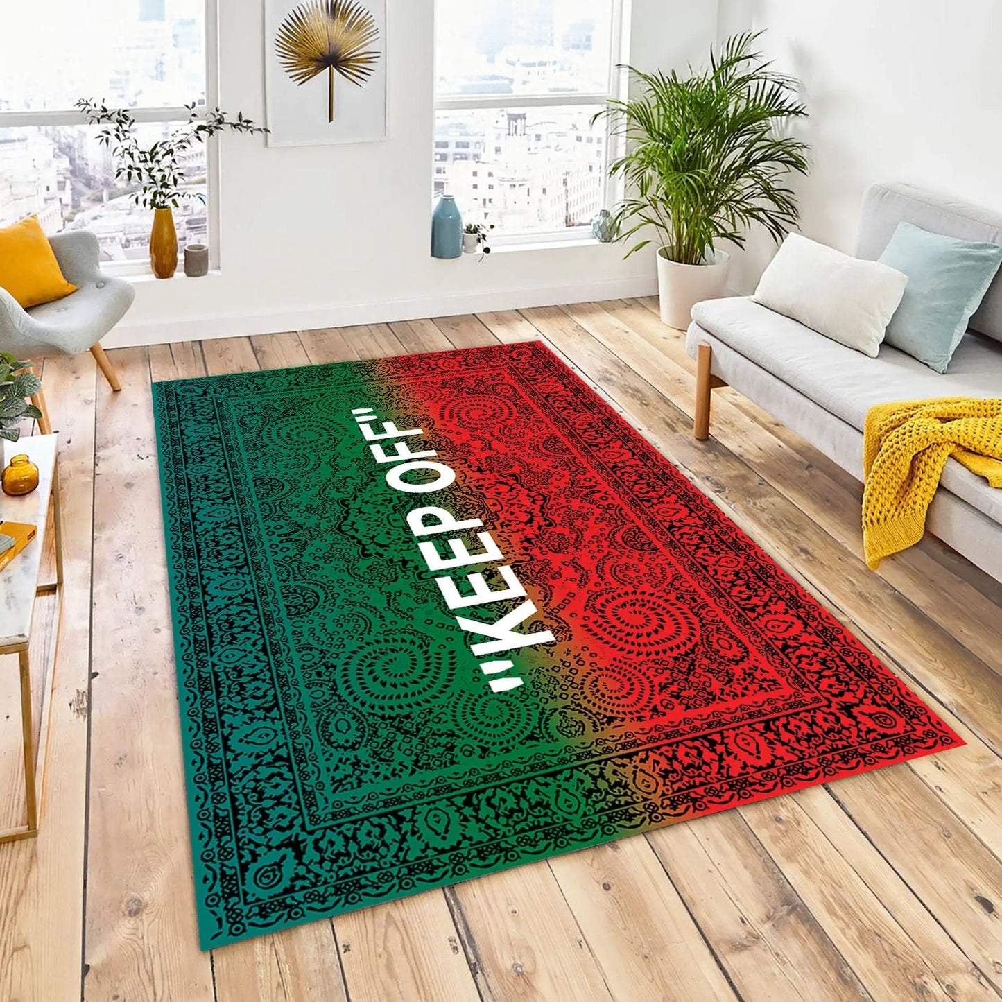 Indoor/Outdoor 100% Polyester Keep Off Area Rugs/Colors-Plaid/Green/Black/Red/White/Multicolor