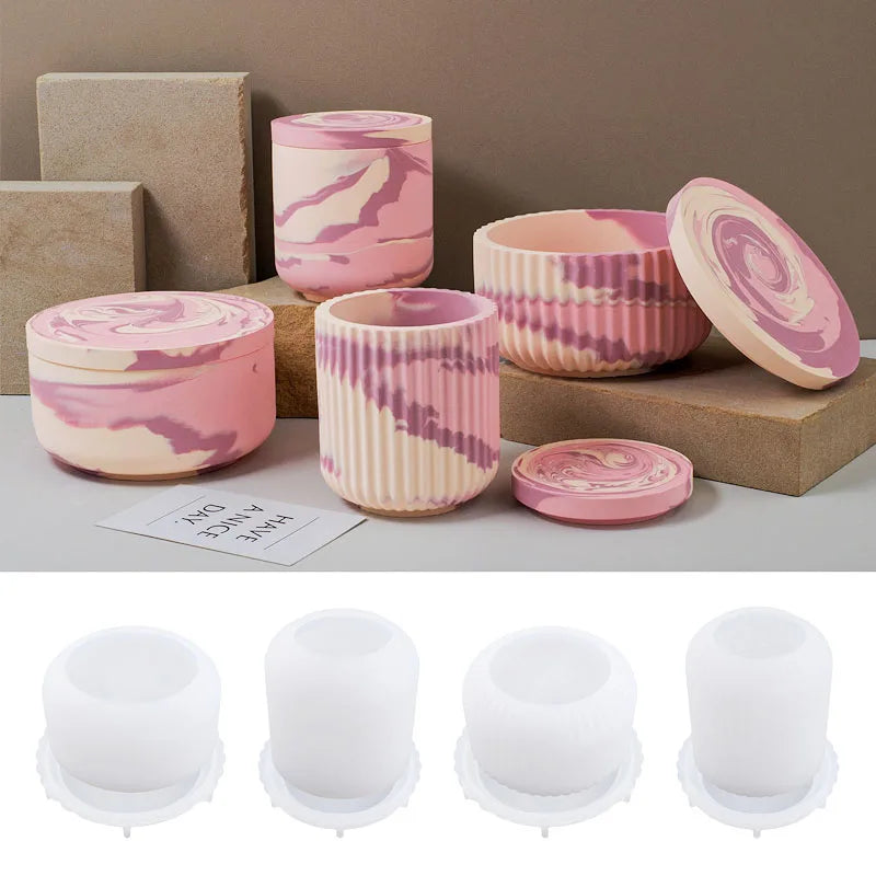 UDOCOOL Universal ALL AGES DIY Handmade Round Striped Candle Jar Container Milky White Silicone Craft Molds Candle Making Kits