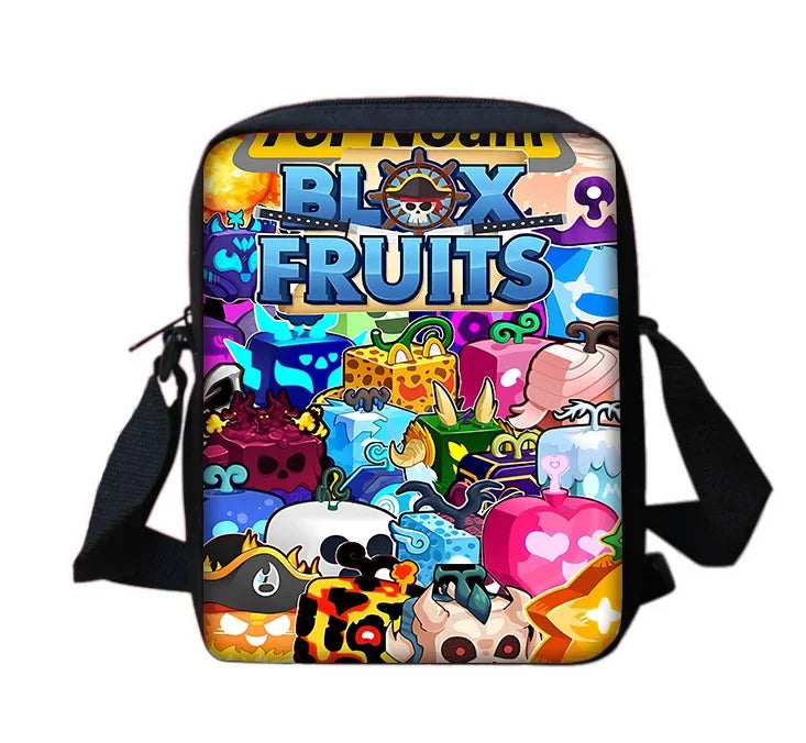 TOPTOY Kids Large Waterproof Multicolor Nylon Fabric Cartoon Smiling Fruit Critters Double Zippers Polyester Lining Shoulder Straps-Handle School Backpacks Sets/Pencil Bags/External Pockets/Colors-Multicolor/Black/Purple