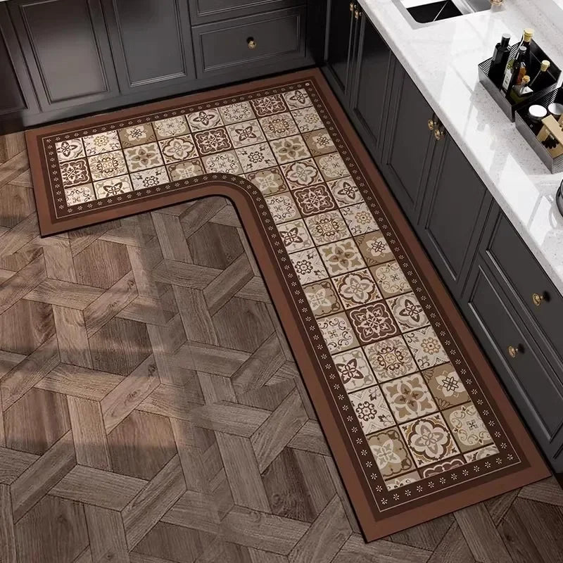 L-Shape Anti-Slip Scratch Resistant Wilton Cartoon Waterproof/Oil Proof /PVC Leather Customized Kitchen Mats/Colors-Geometric/Beige/Multicolor/Animal/Brown/Black/Many Sizes