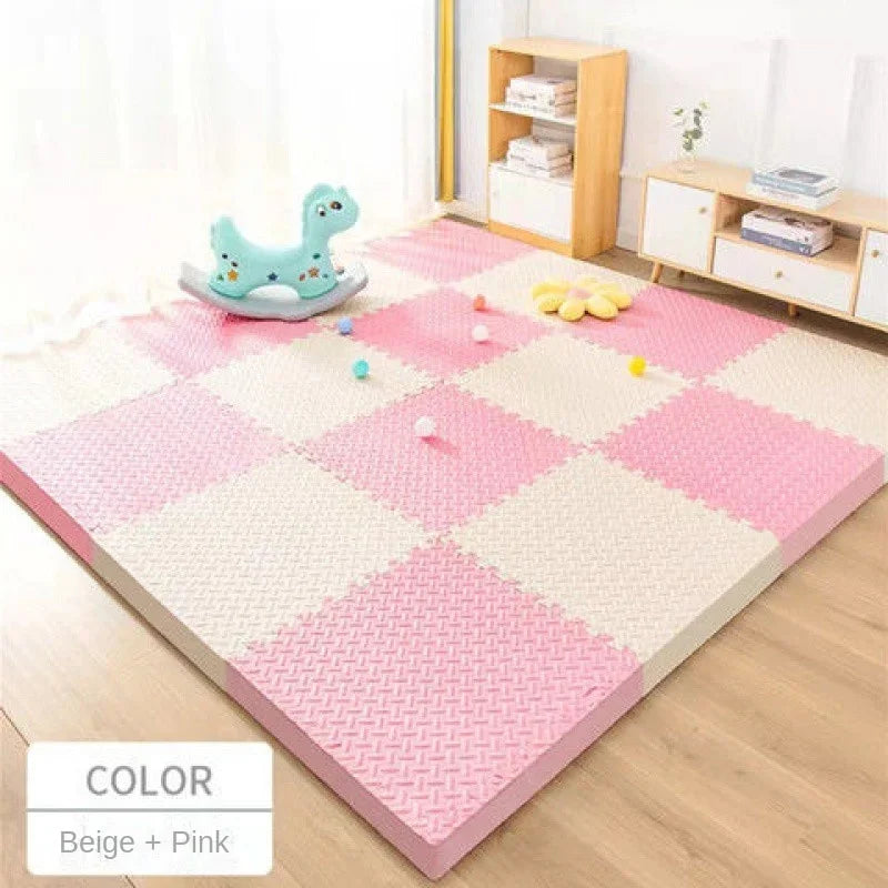 Kids 16 PCS Set Foam Playmats Non-Slip Foldable BPA-Free Phthalate-Free EVA Protection Leaf Grain Mats/Colors-Blue/Navy Blue/Pink/Black/Gray/Beige/Brown/White/Checkered/Floral/Geometric/Multicolor/Ages: Newborn 0-24 + Months Older