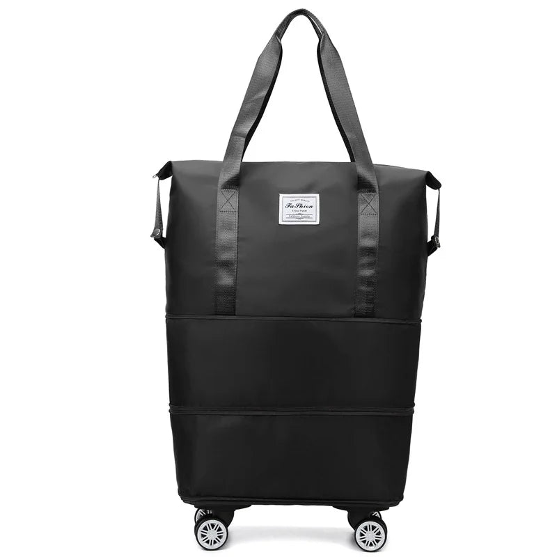 RILIBEGAN Waterproof Large Black Oxford Fabric Dry-Wet Separation Slit-Zipper External Pockets Polyester Lining Crossbody Shoulder Straps-2 Handles Four Detachable Wheels Built-In Laptop Compartment Travel Backpacks/Colors-Purple/Gray/Blue/Black/Pink