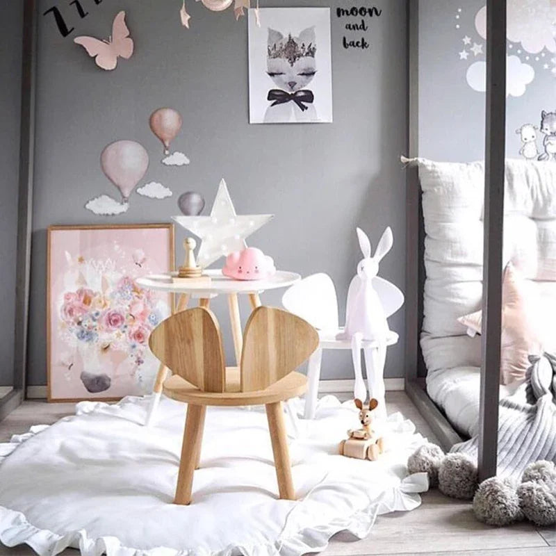 Newborn Babies Round Soft Cotton Fabric-Foam Play Mats/Colors-Pink/Gray/White/Beige/Geometric/Multicolor/Animal