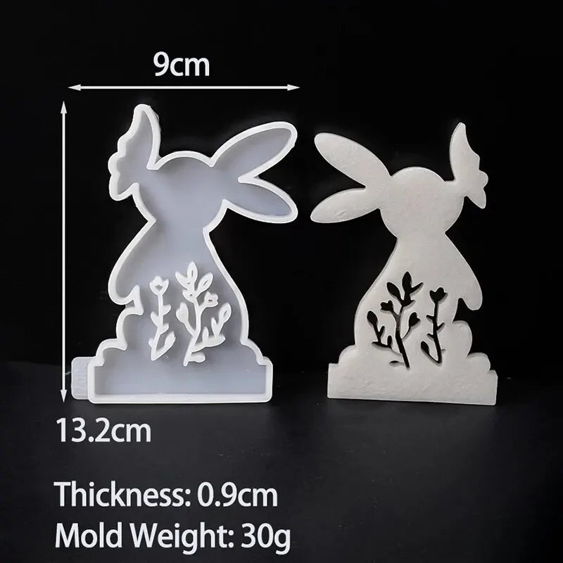 UDOCOOL ALL AGES DIY Clear Transparent Rabbit-Kissing Butterfly Round Base Tea Light Candleholder Kit White Milky Silicone Craft Molds