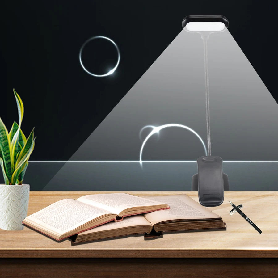 Mini Black Flexible Plastic Portable LED Clip-On Book Desktop Lamps/ Battery Powered/Battery Not Included/3-AAA Batteries Required