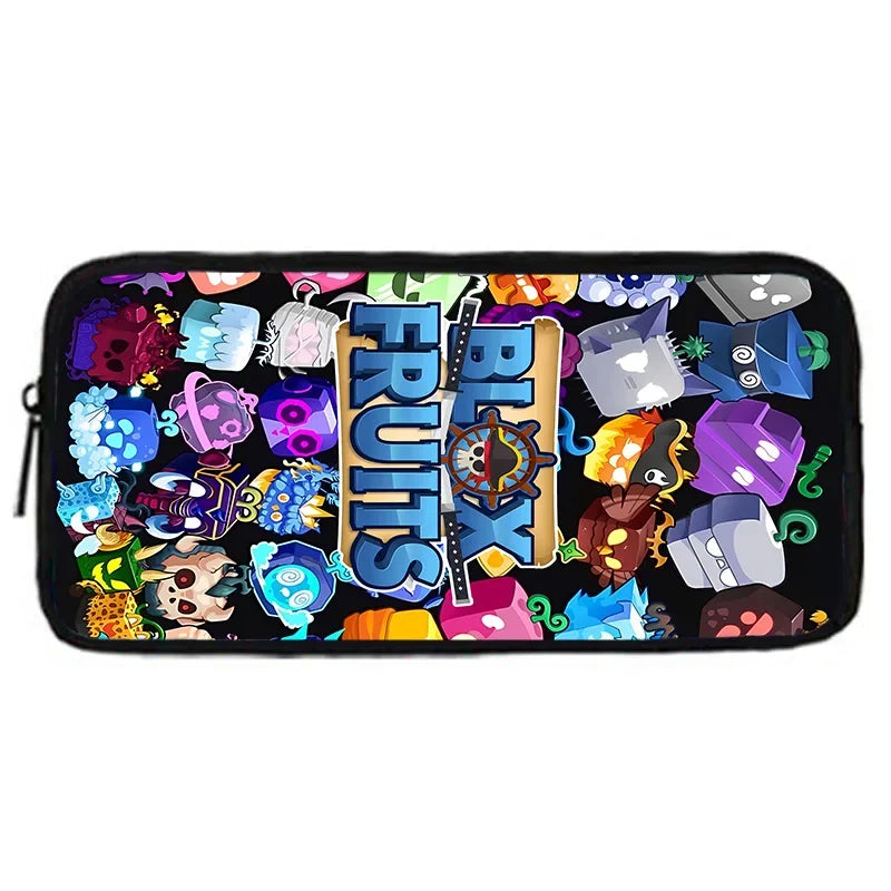 TOPTOY Kids Large Waterproof Multicolor Nylon Fabric Cartoon Smiling Fruit Critters Double Zippers Polyester Lining Shoulder Straps-Handle School Backpacks Sets/Pencil Bags/External Pockets/Colors-Multicolor/Black/Purple