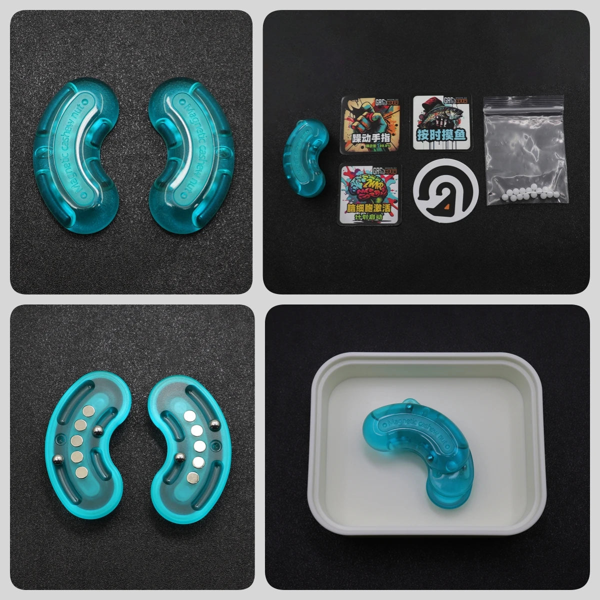 GAOJFC Glowing Blue EDC UV Light Mini Cashew Nut Shaped Metal Push Slider Magnetic Stress-Anxiety Relief Activity Toys/Colors-Blue/Red/White/Yellow/Ages: 18 + Years Older
