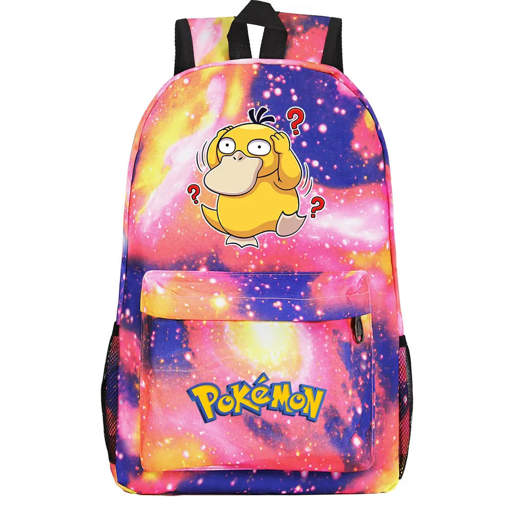 MINISO Kids Softback Waterproof Oxford Fabric Cartoon Anime Pokemon Design Adjustable Shoulder Straps-One Handle 15 Inch Laptop Single Compartment School Backpacks/Colors-Blue/Pink/Black/Multicolor