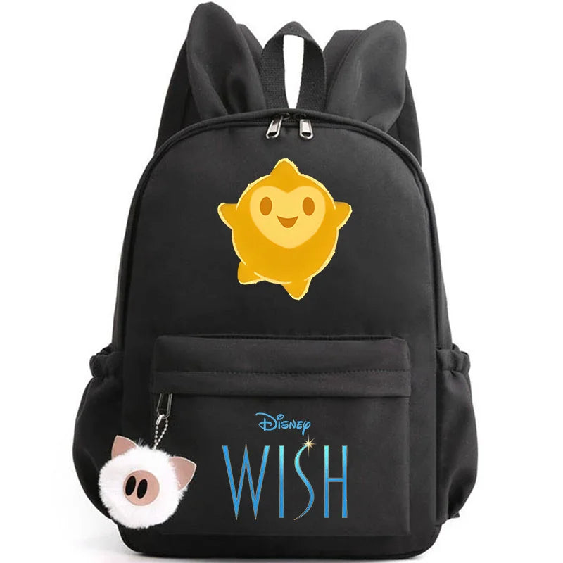 Disney Kids Cute Cartoon Wish Movie Large Waterproof Pink Nylon Fabric School Backpacks