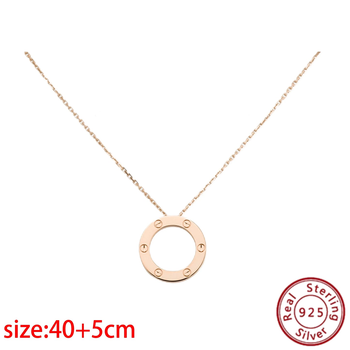 No-EN-Name-Null Adult Women Sterling Silver-Gold Plated Metal Zircon Clear White Diamond Stones Round O-Shaped Fine Imitation Chain Pendant Necklaces/Colors-Gold-Silver/Geometric/Clear/White/Rose Gold
