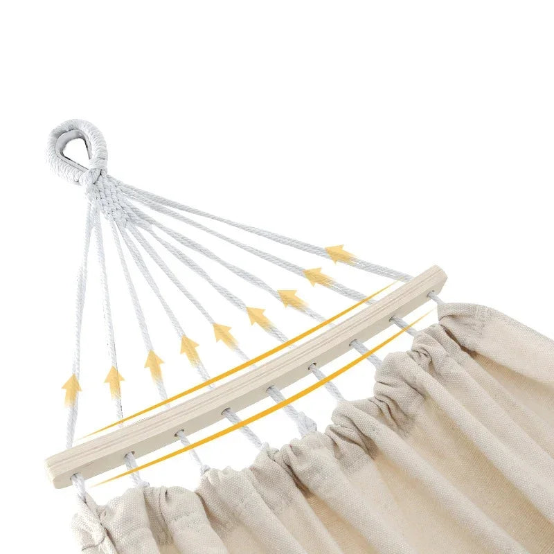 No-EN-Name-Null Outdoor Adults One Person Anti-Rollover Wood Retractors Hammocks/Colors-White/Navy Blue/Beige/Gray/Royal Blue/Striped/Dimensions: 190cm x 90cm