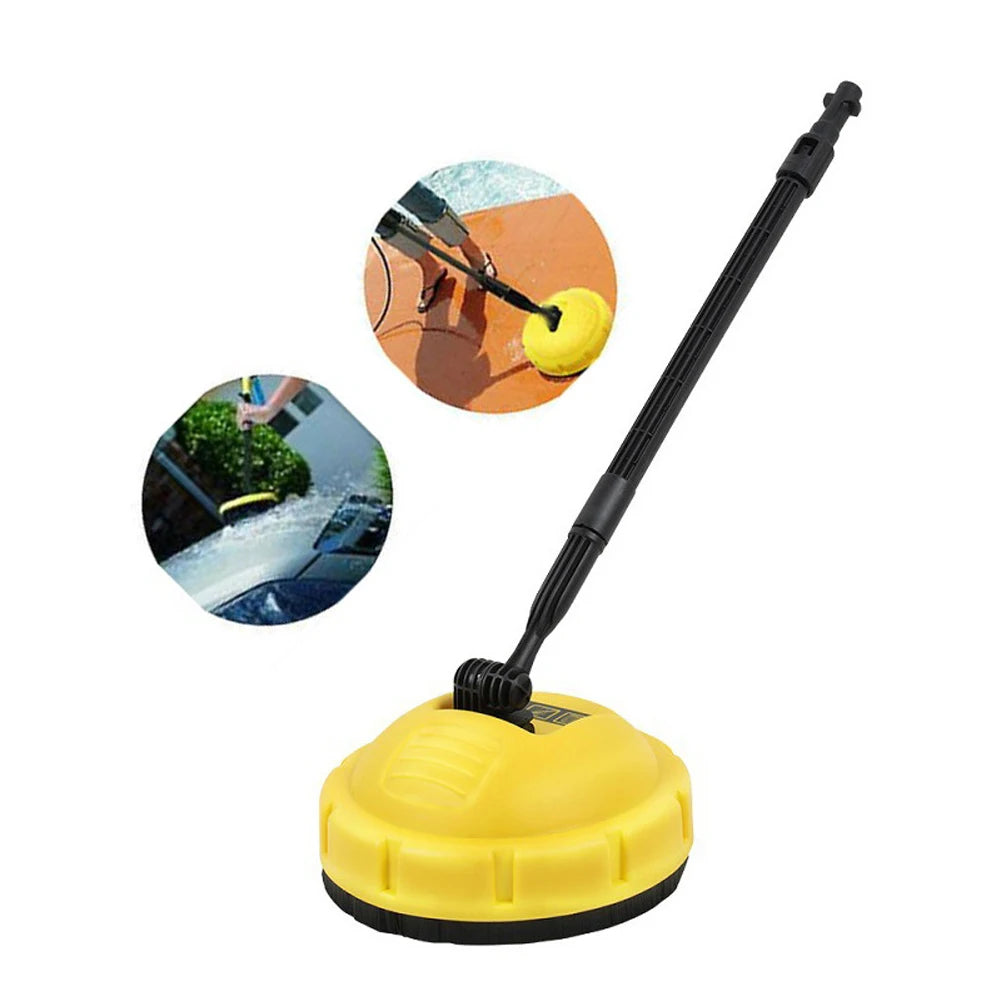 APWIKOGER Engineering Plastics Pressure Washer Telescopic Black Rod-Yellow Round Disc Designed For Flat-Vertical Surface Cleaning Pressure Washer Jet Cleaning Brush-Nozzles