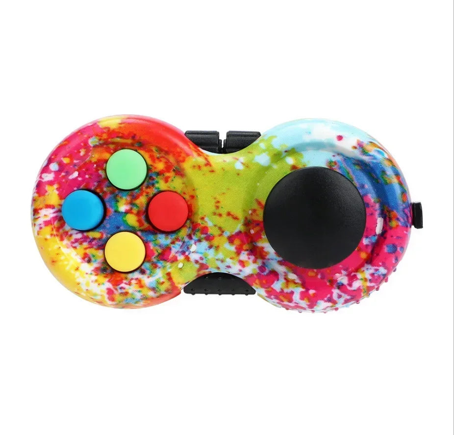 FUYAOZHISHANG Preschoolers-Adults Multicolor Plastic Handheld 8-Functions Fidget Controller Rotary Dial Electronic Lights Stress-Anxiety Reducer Keychains Activity Toys/Colors-Red/Black/Multicolor/Dots/Ages: 6-18  Years Old-Adults