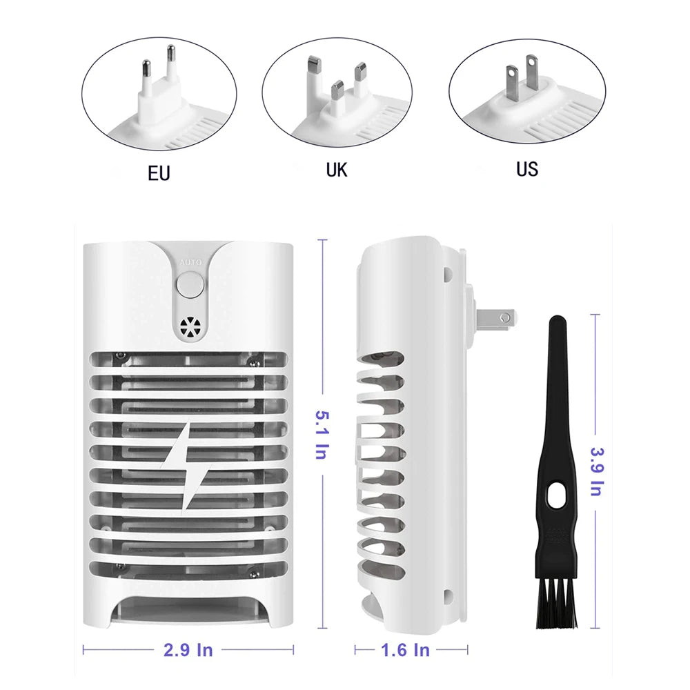 Indoor Mini Purple-White Rectangle Plastic Body 4 LED AC-Powered Killing Mosquito-Flies-Moth-Ants-Midget Insect Killer Zapping Electric Trap Lamps