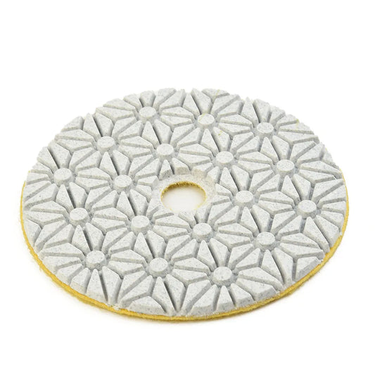 VIBRATITE Wear-Resistant Three-Steps 4 Inch Multicolor Round Shaped Geometric Synthesis Diamond Abrasive Grit Dry-Wet Resin Powder Polishing Pads