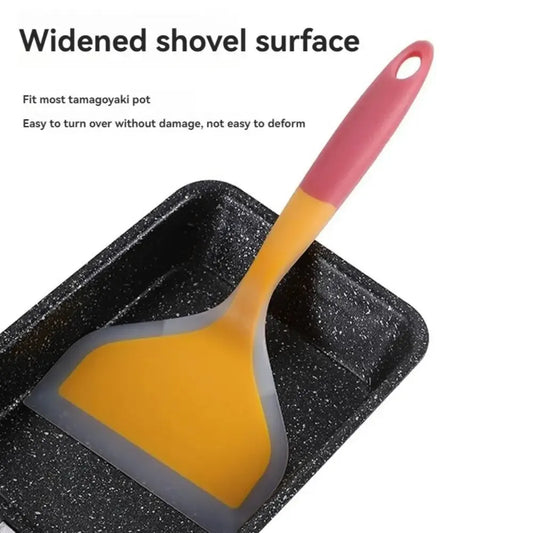 Kitchen Food-Grade Silicone-Nylon Non-Slip Microwave High-Temperature Resistant Pancake Wide Mouth Spatulas/Colors-Multicolor/Pink/Purple/Orange/Blue/Yellow