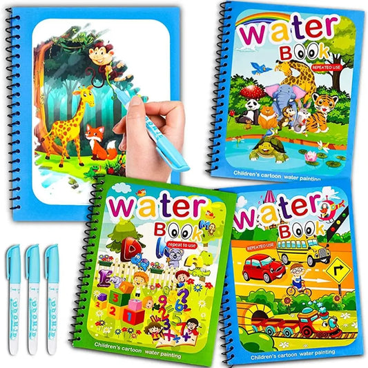 IPCBEC Kids Multicolor Plastic Magical Watercolor Picture Painting-Coloring-Drawing Cardboard Paper Reused One Copy Notebooks Coloring Books-Pads /Ages: 3-18 Years Old/Colors-Red/Blue/Green/Multicolor/Animals