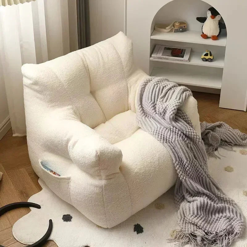 Kids Tri-Fabric Blend Washable Removable Cute Soft Armchairs/Colors-Beige/White/Yellow/Gray/Pink