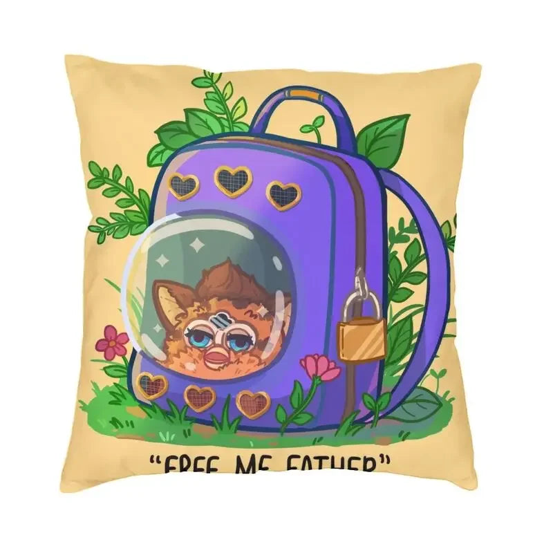 No-EN-Name-Null Printed Square Cartoon Anime Furby Design Decorative Throw Pillows