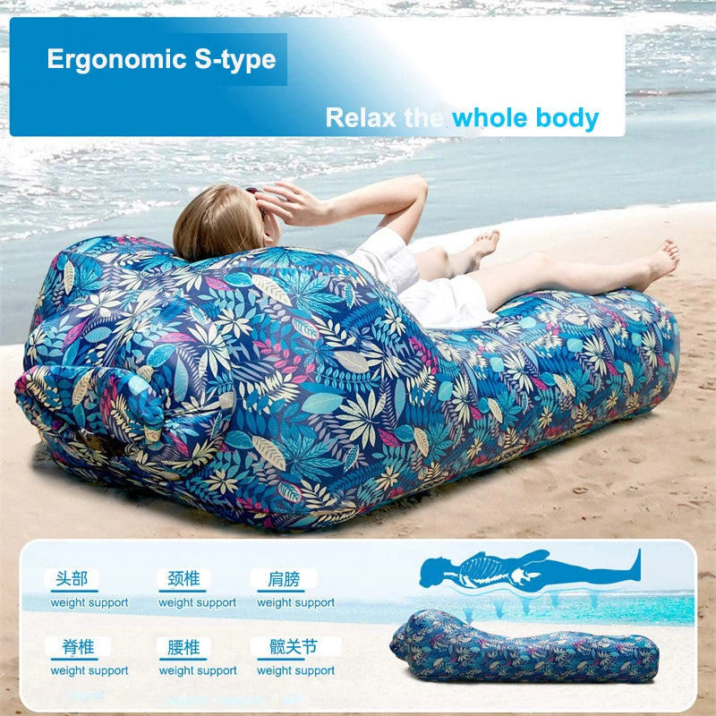 No-EN-Name-Null Outdoor Modern Portable-Folding Air Inflatable Beach Floating Multicolor Polyester-TPU Fabric Sun-Loungers/Colors-Floral/Orange/Blue/Multicolor