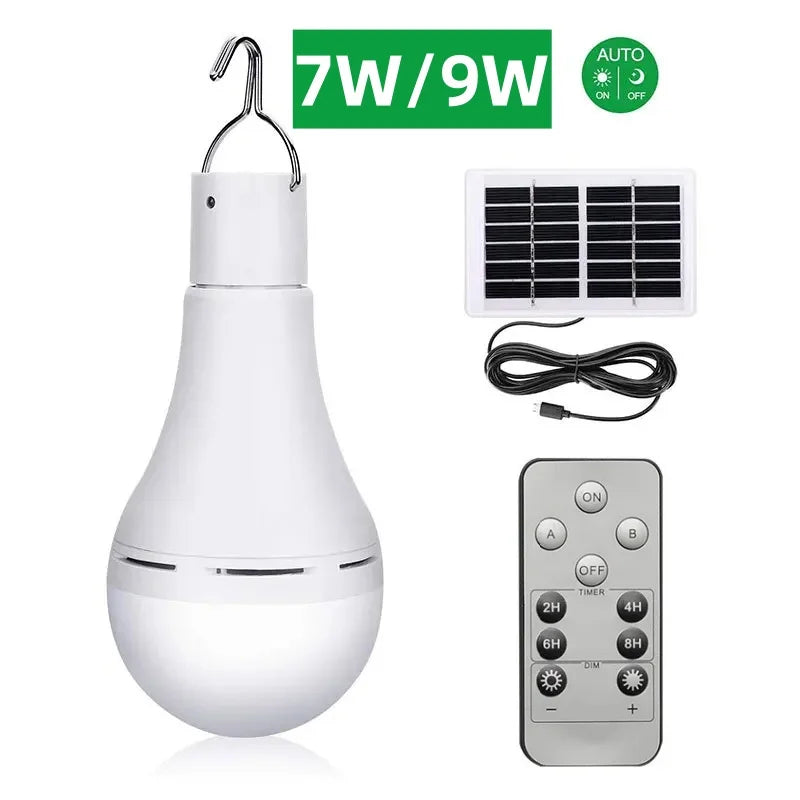 No-EN-Name-Null Outdoor White-Gray-Black Plastic Bulb Shaped Body USB Micro 5P Interface Cool White 7W-9W LED Solar-Powered Remote Control Built-In Battery Charging Hanging Emergency Lighting/Bulbs Included