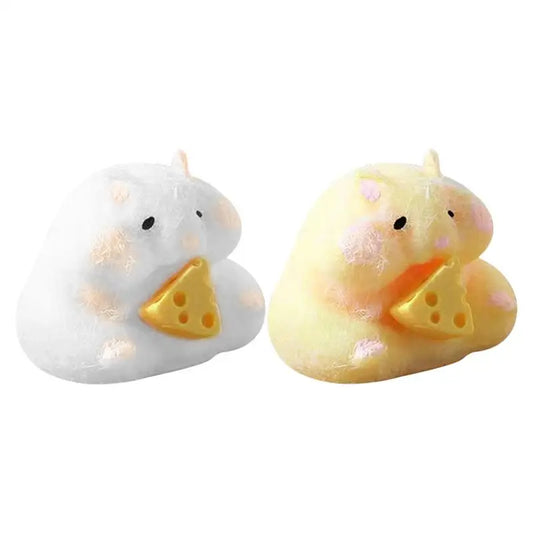 TPR Plastic Handheld Cute Hamster Face-Triangle Cheese Sensory Pinch-Squeeze Fidget Toys/Colors-Yellow/White/Ages: 6-18 + Years Older