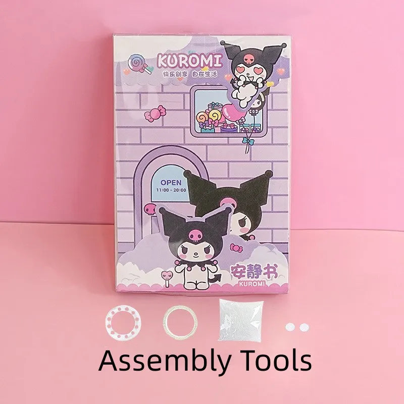 MINISO Kids Mini Sanrio Kawaii Reusable Quiet Book Six Themes Cartoon Scenes Multicolor Paper Stickers-Stickers Machines/Ages: 3-12 Years Old/Colors-Multicolor/Pink/Purple/Checkered
