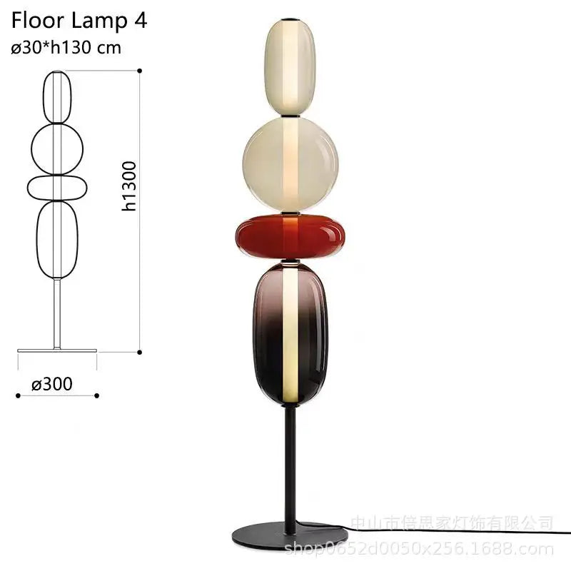 Modern Italian Colorful LED Glass Blown Bubble Cord Metal Base Table Lamps/Colors-Multicolor/Red/Black