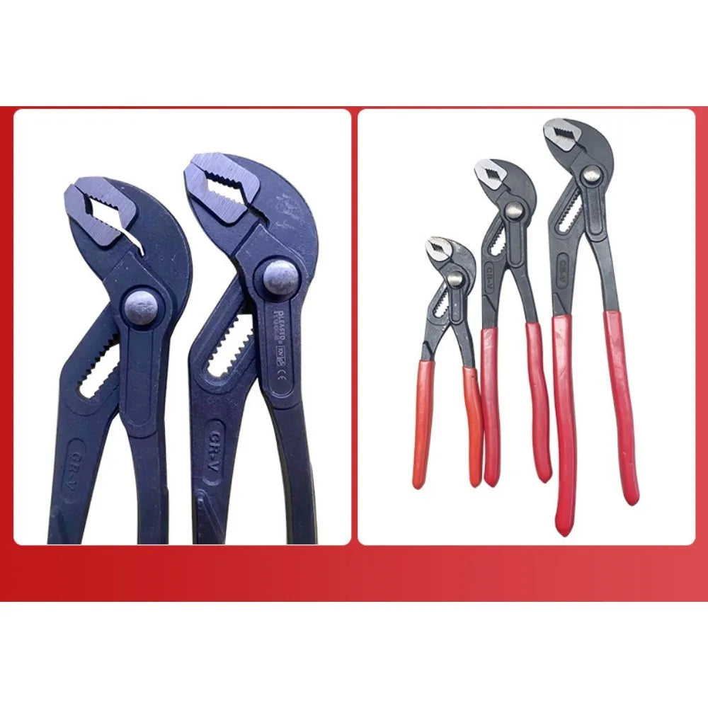 ALLSOME DIY Metalworking Handheld Black-Red Plastic Coated Handles Quick-Adjusting Chrome-Plated Steel Water Pump Pliers/Sizes: 7-10-12 Inch