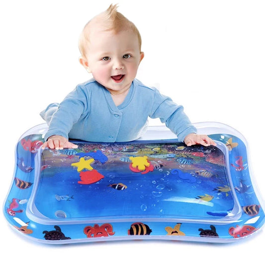 Babies-Toddlers Infinno Plastic-Foam Rectangle-Heart-Star Shapes Inflatable Air-Waterfilled Valves Foldable Cute Cartoon Multicolor Ocean Creatures Scene Tummy Time Mats/Colors-Multicolor/Ages: Newborn 0-3 Years Old