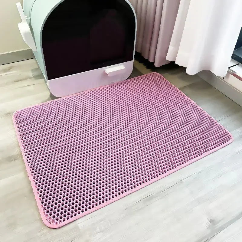 No-EN-Name-Null Non-Slip Silicone Waterproof Urine-Proof Back Double Layer Cat Litter Box Mats/Colors-Black/Beige/Pink/Gray/Blue/Brown/4 Sizes