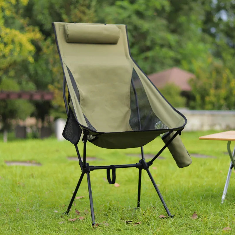 No-EN-Name-Null Outdoor Nylon Fabric Aluminum Alloy Moon Folding Chairs