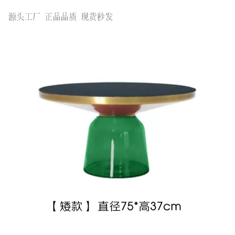 No-EN-Name-Null European Retro Multicolor Oval-Round Solid Glass Tea-Coffee Tables/ Size-50x53cm