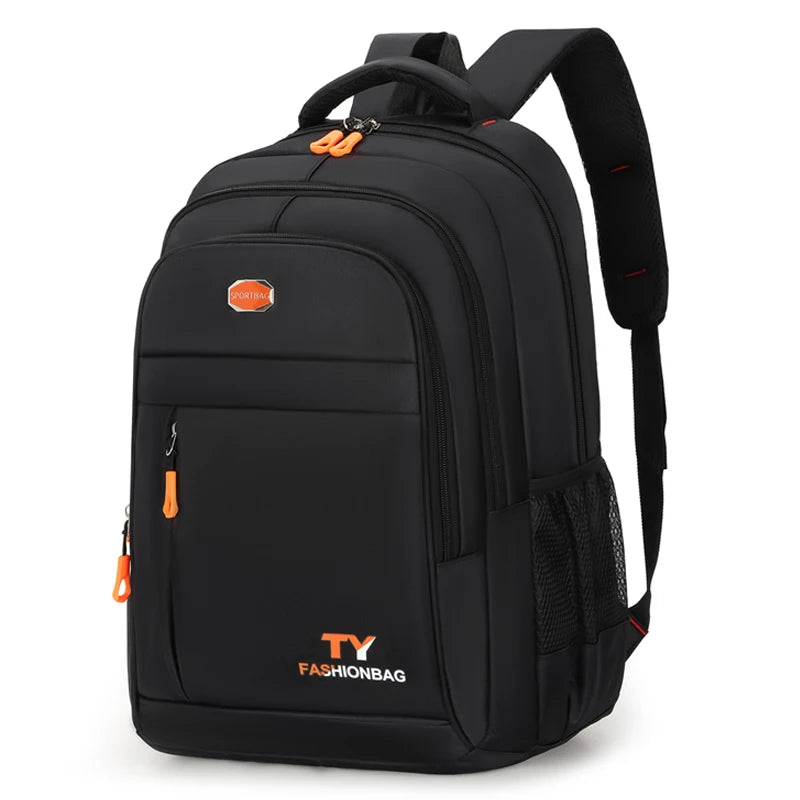 TY FASHIONBAG Internal Frame Waterproof Black Nylon Fabric Four Zippered External Pockets Soft Handles-Shoulder Straps 13-15 Inch Laptop Compartment Laptop Backpacks/Water Bottle Mesh Pocket Holder/Accent Colors-Green/Orange/Blue/Black