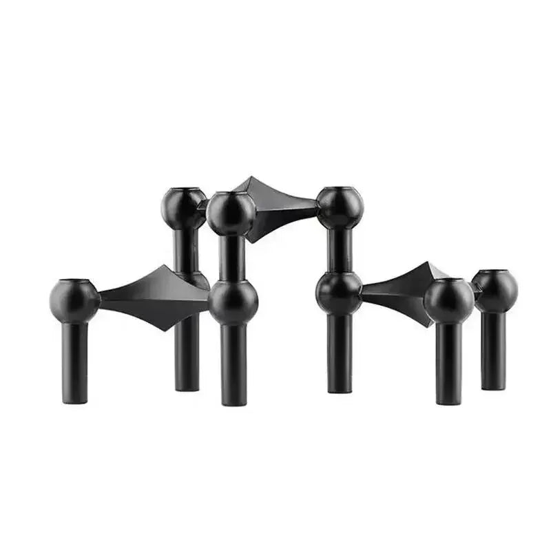 ANENG DIY Unique Tri-Chandelier Sculpture Silver Stainless Steel Metal Geometric Molecular Structure Matching Candlestick Holders/Colors-Silver/Black/Gold