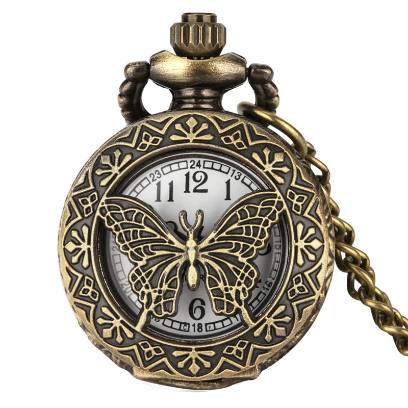 YISUYA Unisex Adults Quartz Small Bronze-White Face Mobile Cell Phone Shaped Stainless Steel Metal Case Acrylic Face 12-Hour Dial Analog Display Pendant Necklace Chain-Pocket Watches